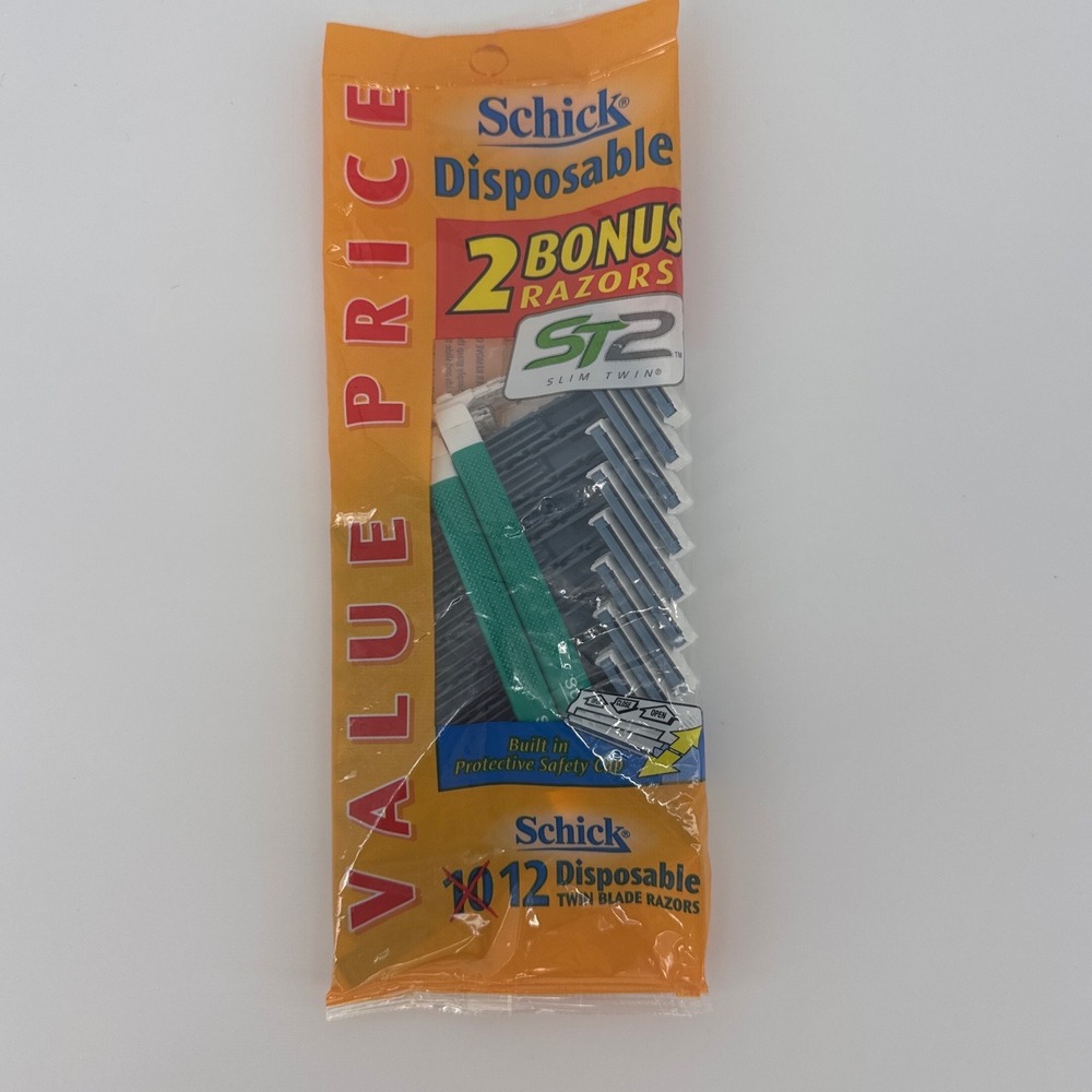 Schick ST2 Slim Twin Disposable Razors 12 Count Blue Twin Blade Discontinued
